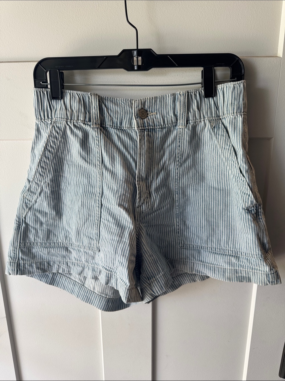 GAP Blue and White Striped Women's Jean Shorts